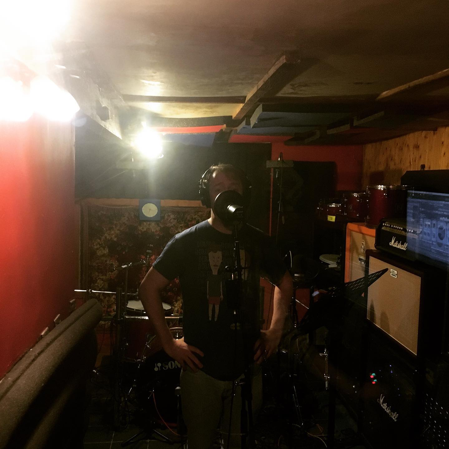 Moe recording vocals in the studio